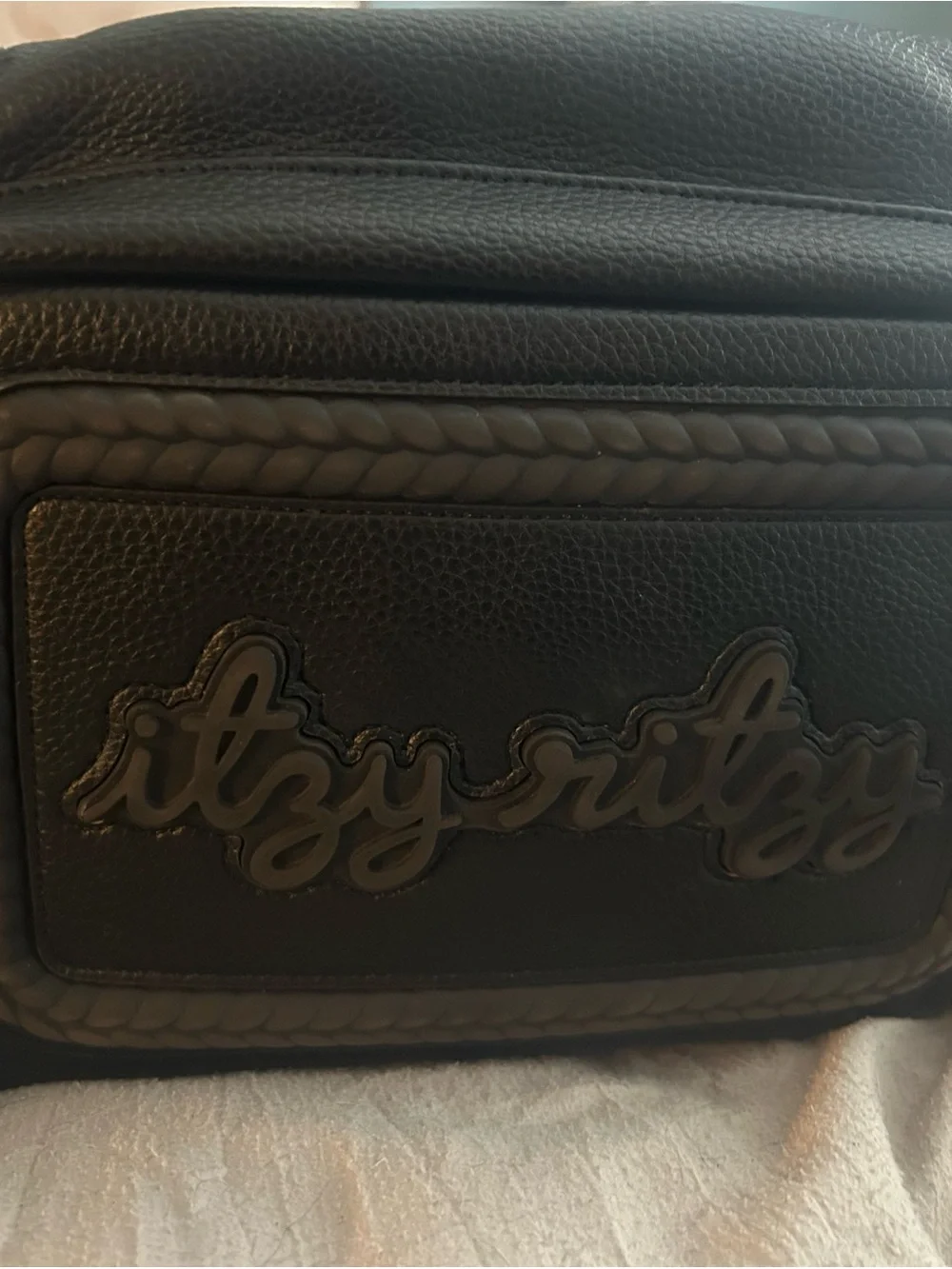Itzy Ritzy Black Leather Diaper Bag
